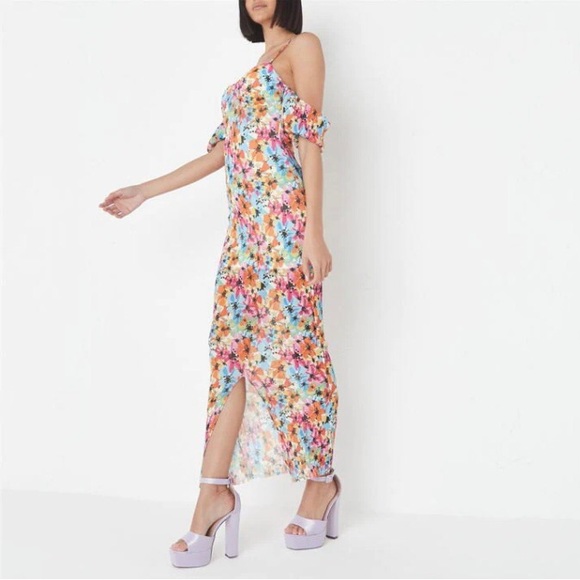 Floral Print Bardot Midaxi Dress - Picture 2 of 11